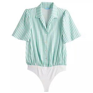 Draper James Mint and White Striped Bodysuit